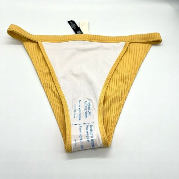 PINK Victoria’s Secret Bikini Bottom Yellow Ribbed Texture Size Medium NWT - Picture 9 of 13